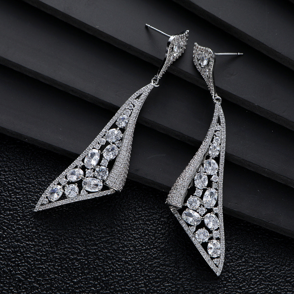 Heavy-duty Large Tree Leaf Oval Teardrop Long Earrings