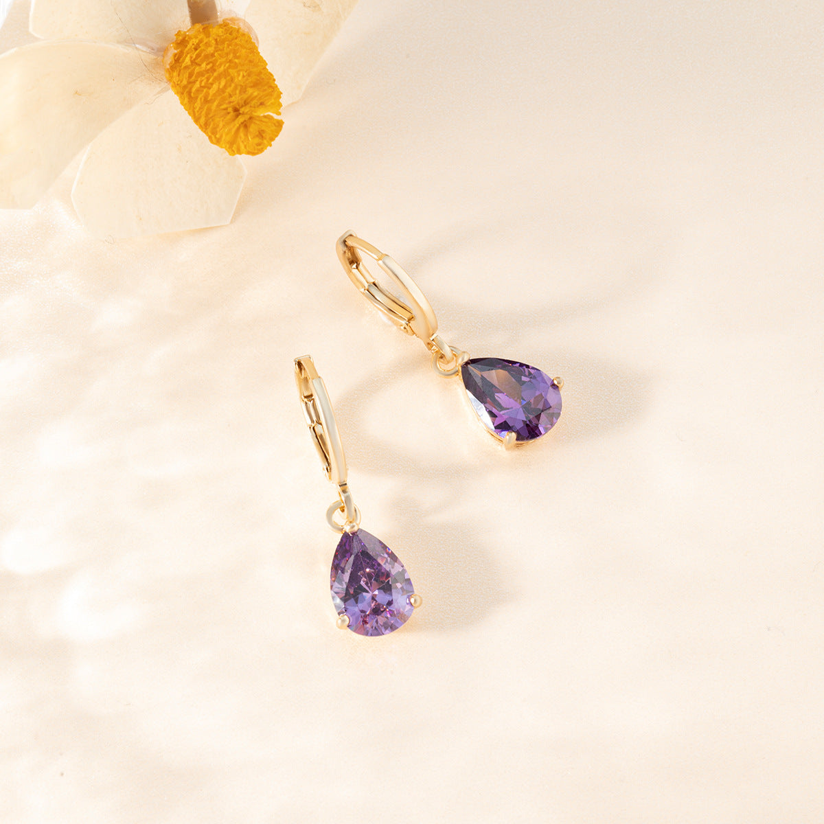 Retro Copper Inlaid Colorful Zircon Earrings Versatile For Women