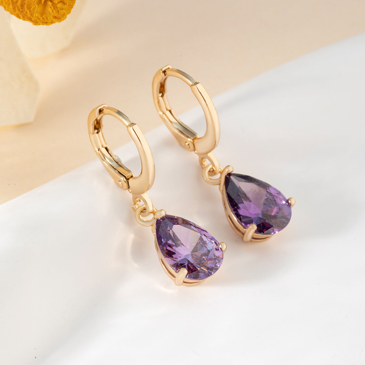 Retro Copper Inlaid Colorful Zircon Earrings Versatile For Women