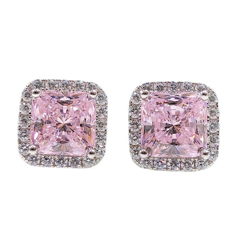 New Minimalist Ice-flower-cut Stud Earringsversatile Silver Jewelry For Women