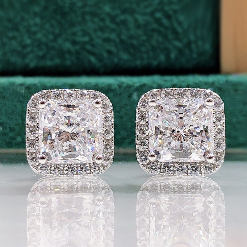 New Minimalist Ice-flower-cut Stud Earringsversatile Silver Jewelry For Women