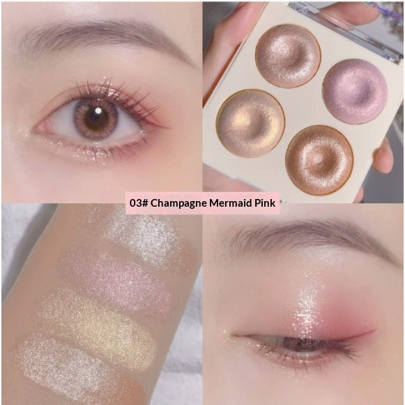 Four-color Baked Highlighter Palette With Shimmering Eyeshadow