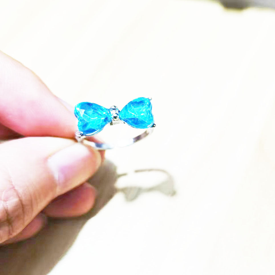 Bow Heart Ring,  Zircon, Open Band For Women,  Hot Sale, Live Streaming Style, French Delicate Micro-set Finger Ring