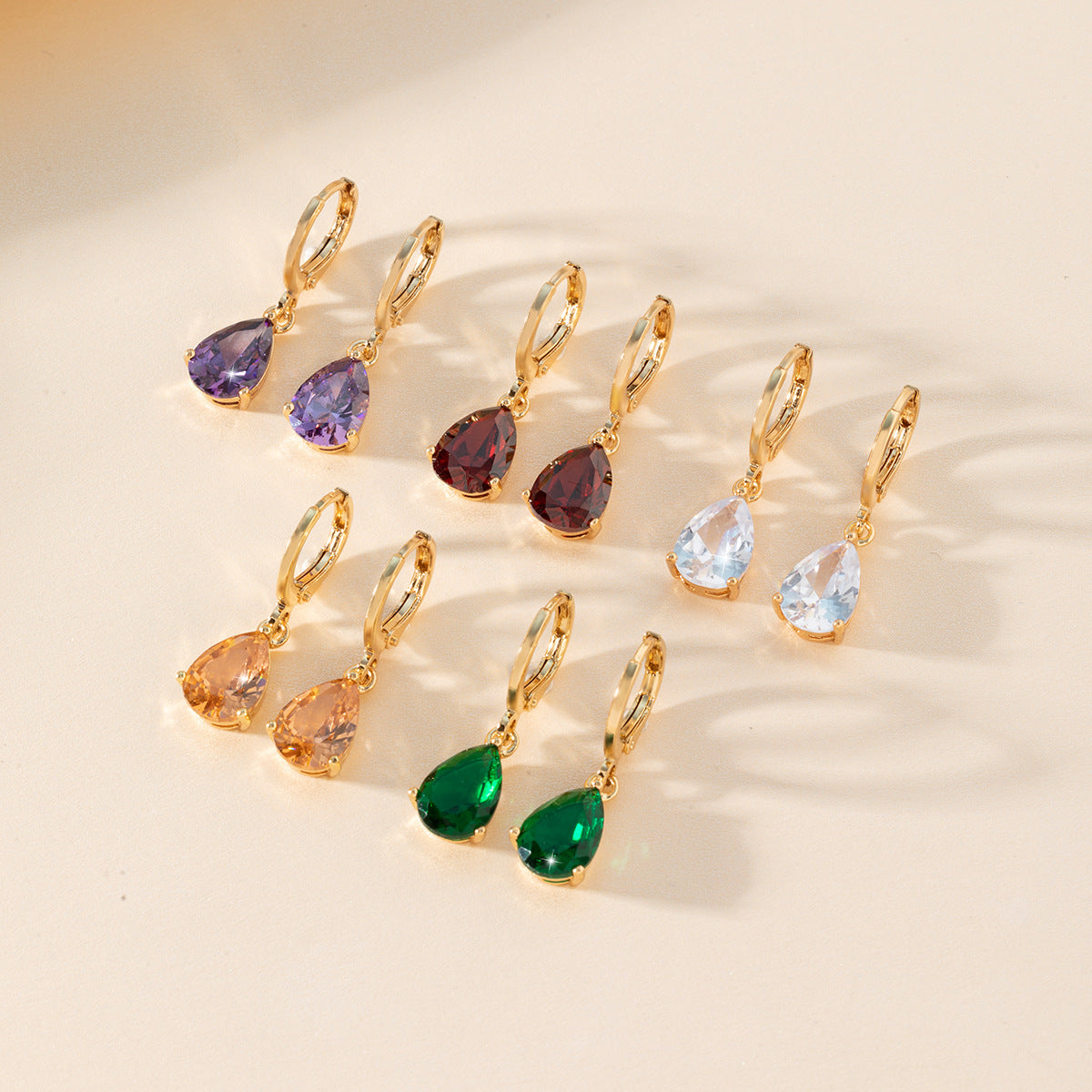 Retro Copper Inlaid Colorful Zircon Earrings Versatile For Women