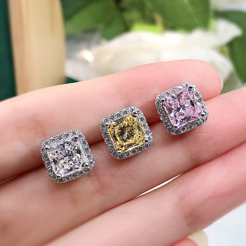 New Minimalist Ice-flower-cut Stud Earringsversatile Silver Jewelry For Women