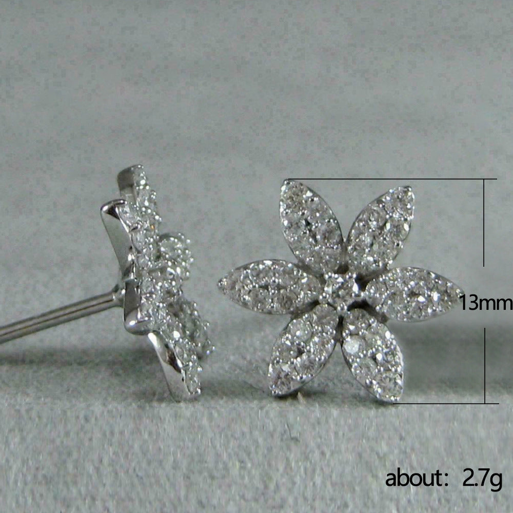 Snowflake Flower Zircon Stud Earrings Simple And Versatile