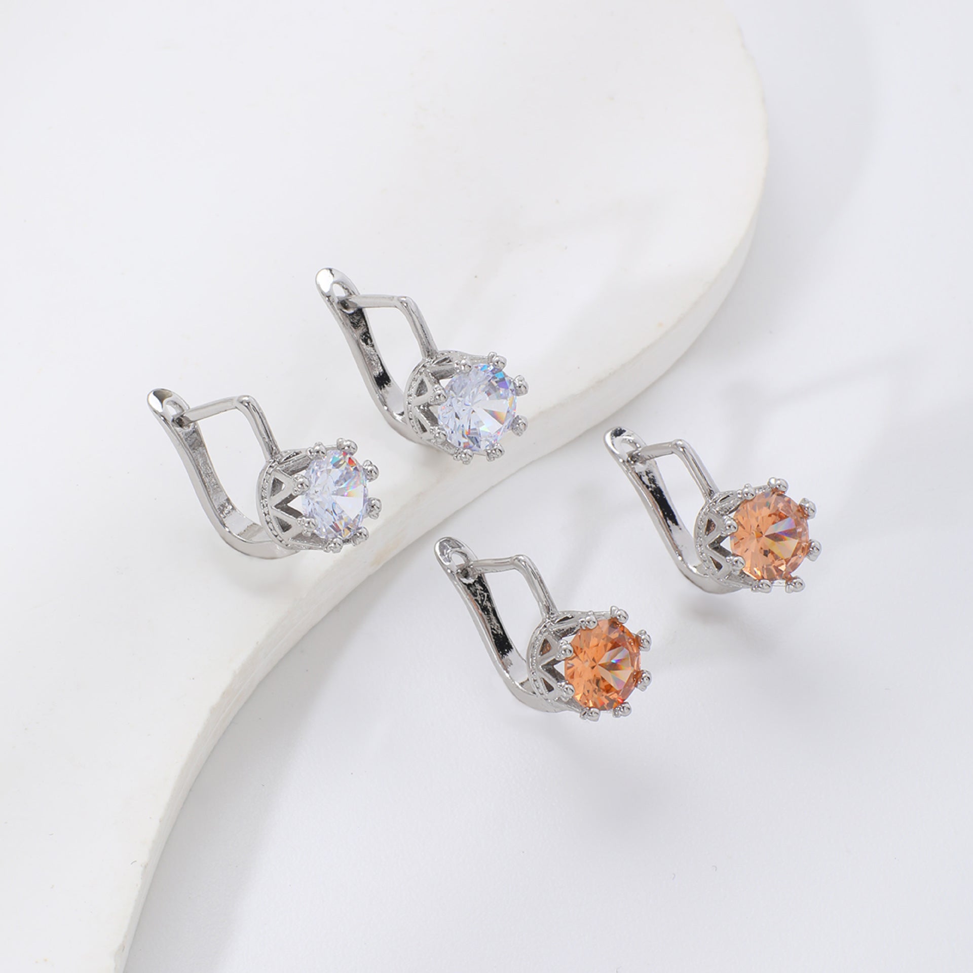 New Round Zircon Earrings For Women