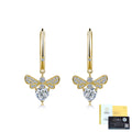 Bee-shaped Ear Hooks Inlaid With Moissanite Hearts
