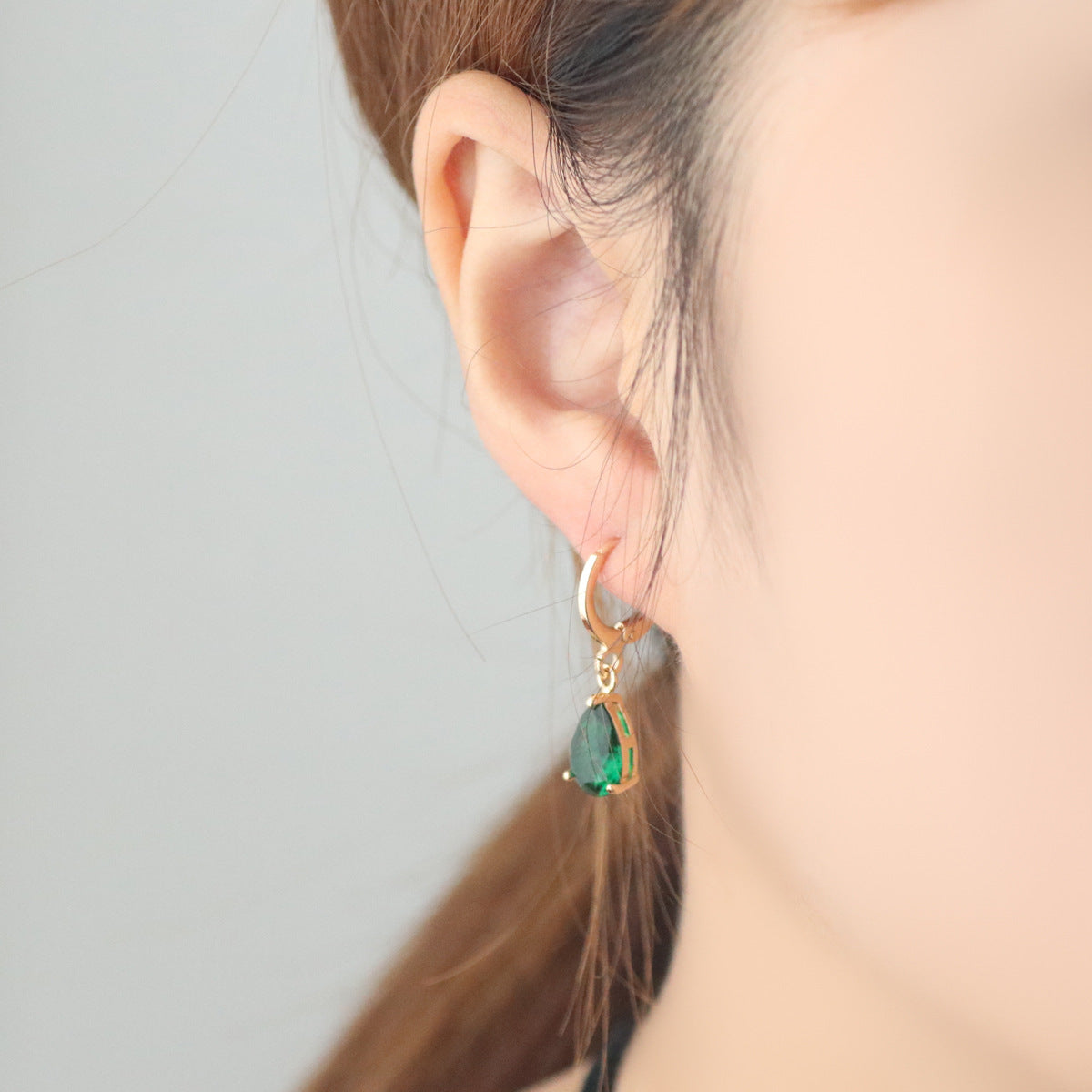 Retro Copper Inlaid Colorful Zircon Earrings Versatile For Women