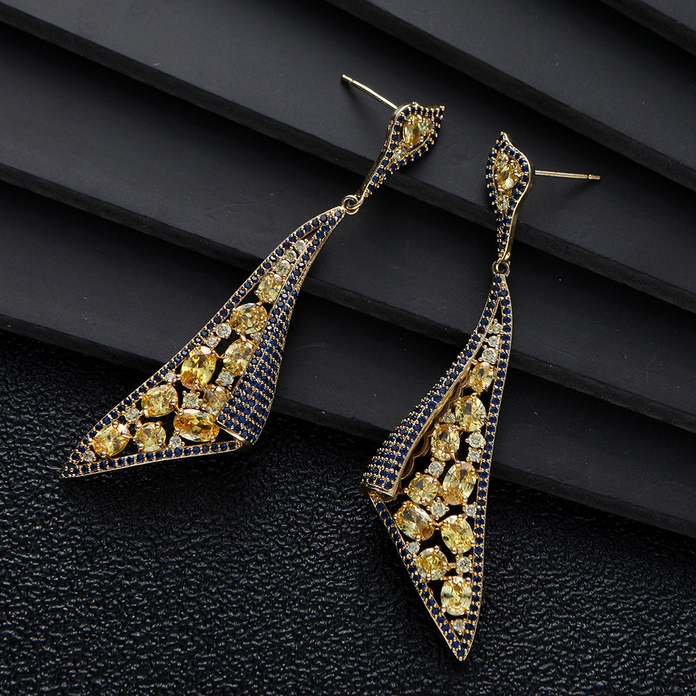 Heavy-duty Large Tree Leaf Oval Teardrop Long Earrings